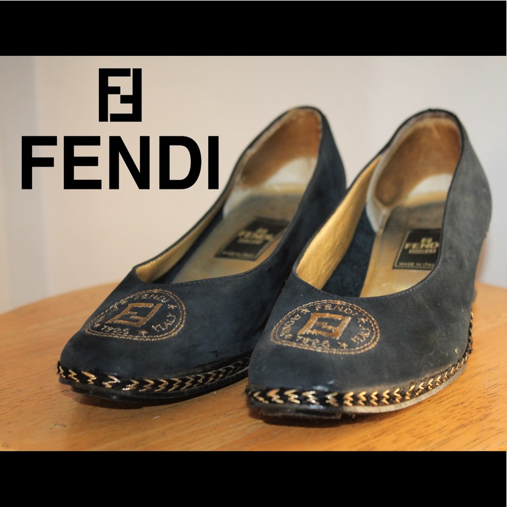 🪙 Vintage '90s Fendi FF Logo Wedge Espadrilles Heels